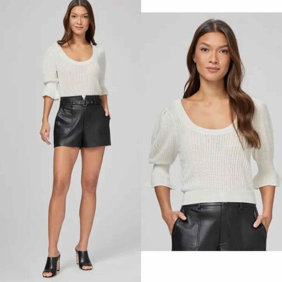 PAIGE Magnolia Ivory Sweater Size Medium Lightweight Sheer Silk Blend Stretch - Picture 7 of 11